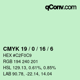 カラーコード: CMYK 19 / 0 / 16 / 6 | qconv.com
