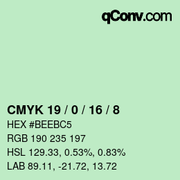Color code: CMYK 19 / 0 / 16 / 8 | qconv.com