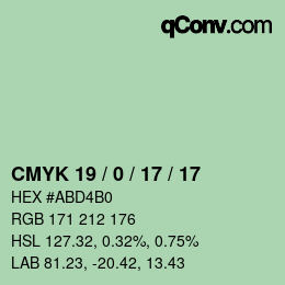 Color code: CMYK 19 / 0 / 17 / 17 | qconv.com