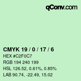 Color code: CMYK 19 / 0 / 17 / 6 | qconv.com