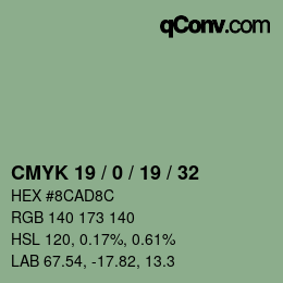 カラーコード: CMYK 19 / 0 / 19 / 32 | qconv.com