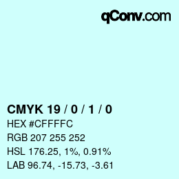 颜色代码: CMYK 19 / 0 / 1 / 0 | qconv.com
