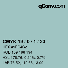 Color code: CMYK 19 / 0 / 1 / 23 | qconv.com