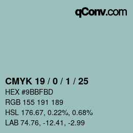 Color code: CMYK 19 / 0 / 1 / 25 | qconv.com