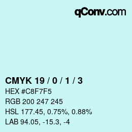 颜色代码: CMYK 19 / 0 / 1 / 3 | qconv.com