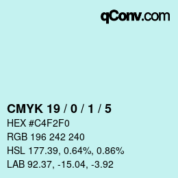 カラーコード: CMYK 19 / 0 / 1 / 5 | qconv.com