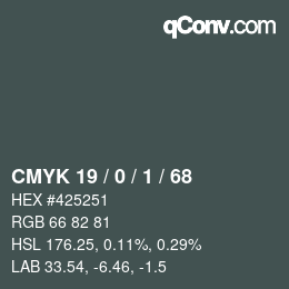 Color code: CMYK 19 / 0 / 1 / 68 | qconv.com