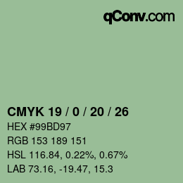 颜色代码: CMYK 19 / 0 / 20 / 26 | qconv.com
