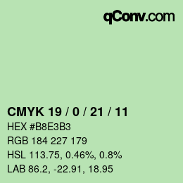 カラーコード: CMYK 19 / 0 / 21 / 11 | qconv.com