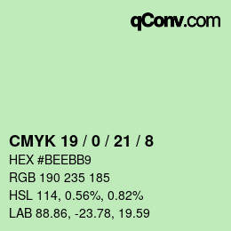 カラーコード: CMYK 19 / 0 / 21 / 8 | qconv.com