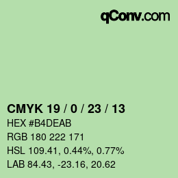颜色代码: CMYK 19 / 0 / 23 / 13 | qconv.com
