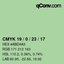 カラーコード: CMYK 19 / 0 / 23 / 17 | qconv.com