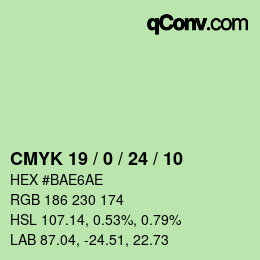 カラーコード: CMYK 19 / 0 / 24 / 10 | qconv.com