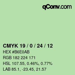 カラーコード: CMYK 19 / 0 / 24 / 12 | qconv.com