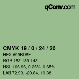 Color code: CMYK 19 / 0 / 24 / 26 | qconv.com