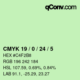 Color code: CMYK 19 / 0 / 24 / 5 | qconv.com