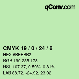 カラーコード: CMYK 19 / 0 / 24 / 8 | qconv.com