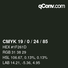 Color code: CMYK 19 / 0 / 24 / 85 | qconv.com