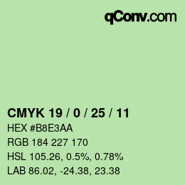 颜色代码: CMYK 19 / 0 / 25 / 11 | qconv.com