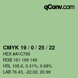 Color code: CMYK 19 / 0 / 25 / 22 | qconv.com