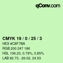 Color code: CMYK 19 / 0 / 25 / 3 | qconv.com