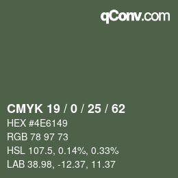 Color code: CMYK 19 / 0 / 25 / 62 | qconv.com