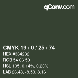 カラーコード: CMYK 19 / 0 / 25 / 74 | qconv.com