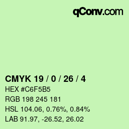 カラーコード: CMYK 19 / 0 / 26 / 4 | qconv.com