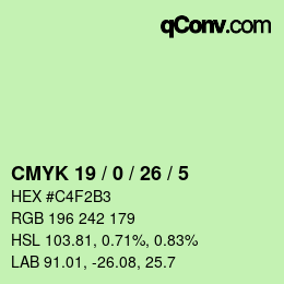 Color code: CMYK 19 / 0 / 26 / 5 | qconv.com