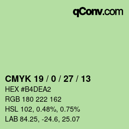 Color code: CMYK 19 / 0 / 27 / 13 | qconv.com