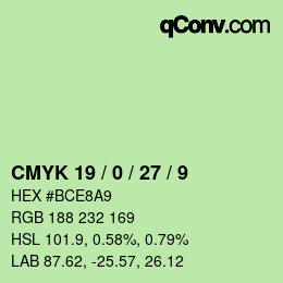 カラーコード: CMYK 19 / 0 / 27 / 9 | qconv.com