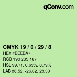 颜色代码: CMYK 19 / 0 / 29 / 8 | qconv.com