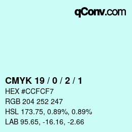 カラーコード: CMYK 19 / 0 / 2 / 1 | qconv.com