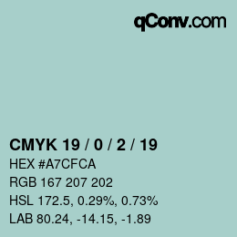カラーコード: CMYK 19 / 0 / 2 / 19 | qconv.com