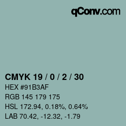 カラーコード: CMYK 19 / 0 / 2 / 30 | qconv.com