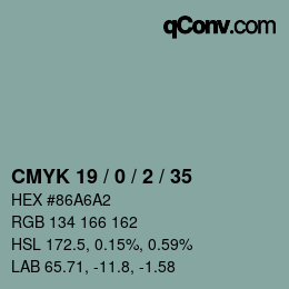 カラーコード: CMYK 19 / 0 / 2 / 35 | qconv.com