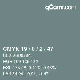 カラーコード: CMYK 19 / 0 / 2 / 47 | qconv.com