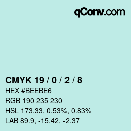 颜色代码: CMYK 19 / 0 / 2 / 8 | qconv.com