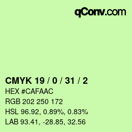 Farbcode: CMYK 19 / 0 / 31 / 2 | qconv.com