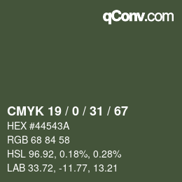 カラーコード: CMYK 19 / 0 / 31 / 67 | qconv.com