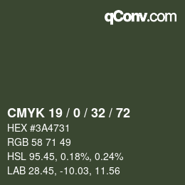 Color code: CMYK 19 / 0 / 32 / 72 | qconv.com