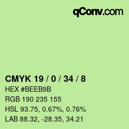 颜色代码: CMYK 19 / 0 / 34 / 8 | qconv.com