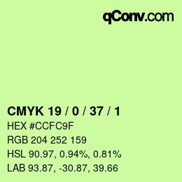 Color code: CMYK 19 / 0 / 37 / 1 | qconv.com
