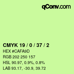 颜色代码: CMYK 19 / 0 / 37 / 2 | qconv.com