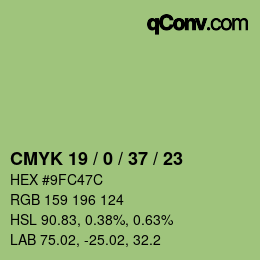 Color code: CMYK 19 / 0 / 37 / 23 | qconv.com