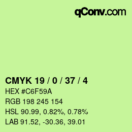 カラーコード: CMYK 19 / 0 / 37 / 4 | qconv.com
