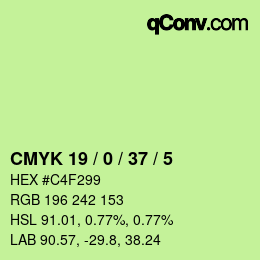 Color code: CMYK 19 / 0 / 37 / 5 | qconv.com