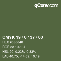 Color code: CMYK 19 / 0 / 37 / 60 | qconv.com