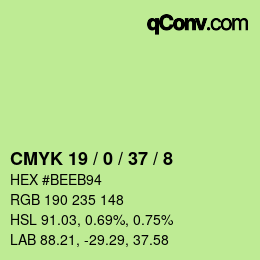 カラーコード: CMYK 19 / 0 / 37 / 8 | qconv.com