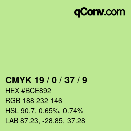 Color code: CMYK 19 / 0 / 37 / 9 | qconv.com